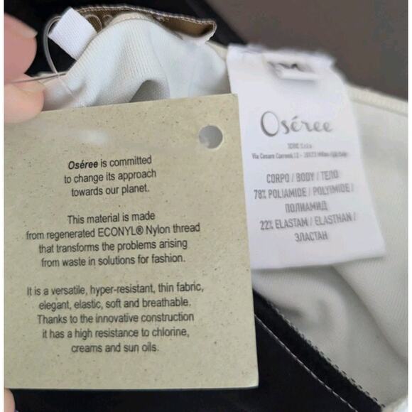 Oseree Eco Twist Black White Bikini Bottoms High Cut Rise Sustainable ECF213 - Picture 8 of 8